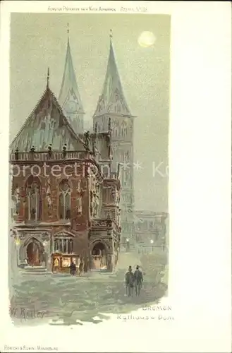 Ritter W. Bremen Rathaus Dom Litho