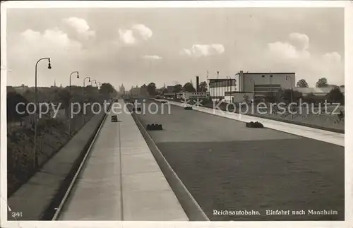 Autobahn Reichsautobahn Einfahrt nach Mannheim Kat. Autos