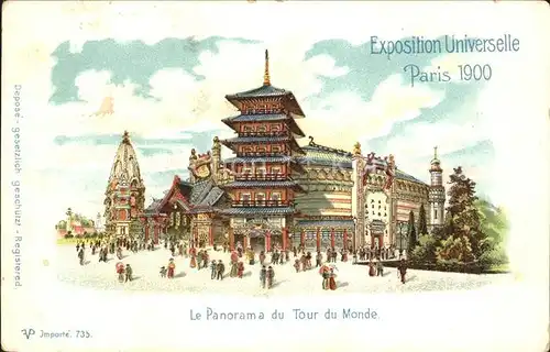 Exposition Universelle Paris 1900 Panorama du Tour du Monde Litho / Expositions /