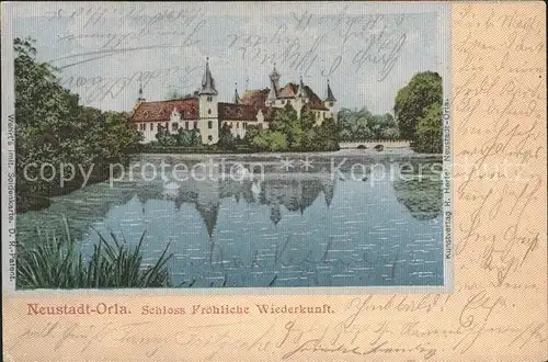 Seidenkarte imitiert Neustadt-Orla Schloss Froehliche Wiederkunft / Besonderheiten /