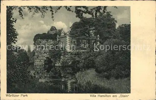 Woerlitz Woerlitzer Park Stein und Villa Hamilton Kat. Woerlitz