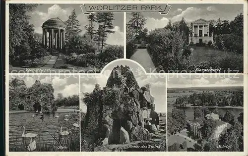 Woerlitz Woerlitzer Park Venustempel Floratempel Schloss Krater Stein Schwaene Kat. Woerlitz