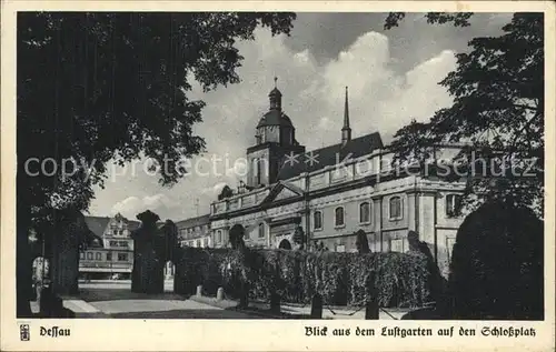 Dessau Rosslau Blick aus dem Lustgarten Schlossplatz Serie Aus deutschen Landen Kupfertiefdruck Kat. Dessau Rosslau