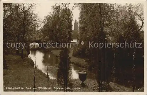 Woerlitz Landschaft im Park Goldene Urne Kirche Kat. Woerlitz