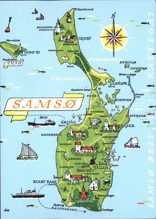 Samso Landkarte Kolby Brundby Kyholm Kat. Kattegat Nr. ke60936
