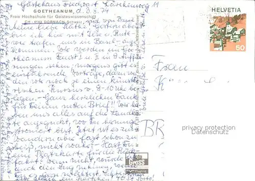 Dornach SO Goetheanum Freie Hochschule fuer Geisteswissenschaft Kat. Dornach