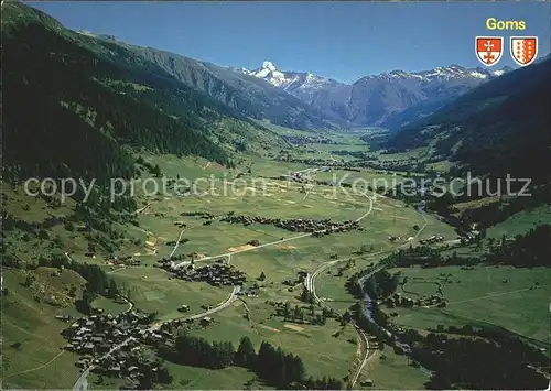 Goms VS und Umgebung Alpenpanorama Fliegeraufnahme Kat. Muenster Geschinen