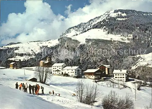 Obersolis Panorama Albulatal Skifahrer Kat. Albula