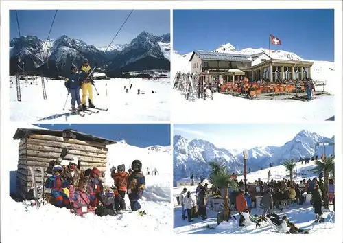Motta Naluns Skigebiet Schlepplift Bergrestaurant Alpenpanorama Kat. Scuol