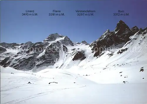 Chamanna Tuoi Skitouren Paradies Silvretta Gebirgspanorama Kat. Guarda