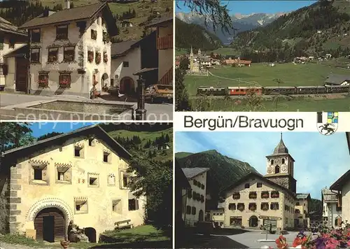 Berguen Bravuogn GR Kirche Brunnen Eisenbahn Kat. Berguen
