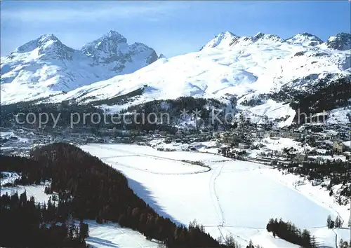 St Moritz GR Piz Albana Julier Corviglia Skigebiet Pferderennbahn St Moritzer See Kat. St Moritz