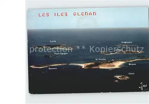 Iles de Glenan Loc Fort Cigogne Bananec St Nicolas Drence Gluet Kat. Fouesnant