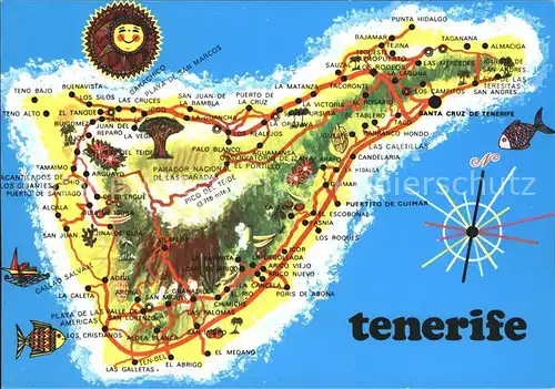 Tenerife Mapa de la Isla Kat. Islas Canarias Spanien