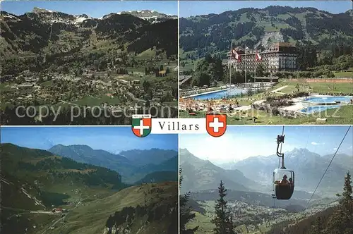 Villars Chesieres Totalansicht Schwimmbad Gondelbahn Alpes Vaudoises / Villars /Rg. Les Mosses