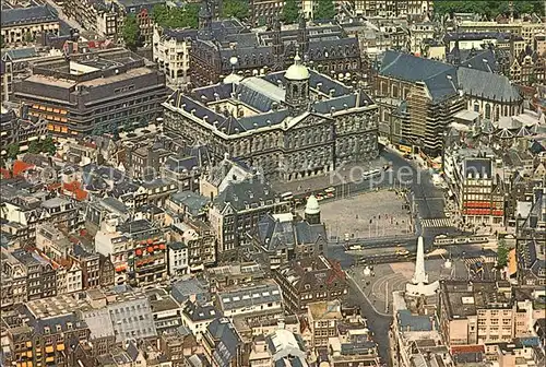 Amsterdam Niederlande Fliegeraufnahme mit Koenigspalast Dam Platz Kat. Amsterdam