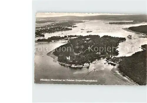 Wannsee Nikolskoe Pfaueninsel bei Potsdam Fliegeraufnahme Kat. Berlin