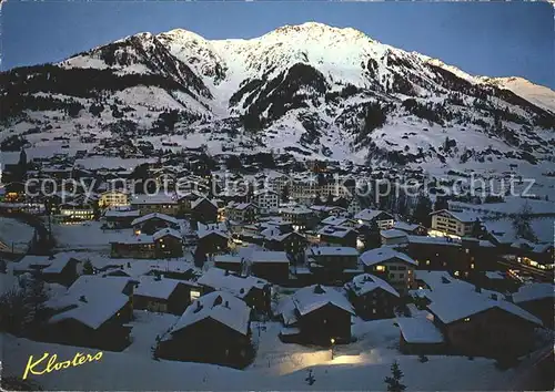 Klosters GR Nachtansicht Aelpetispitz Kat. Klosters