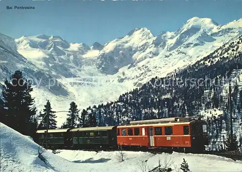 Berninabahn Pontresina Morteratschgletscher Bellavista Piz Bernina Kat. Eisenbahn