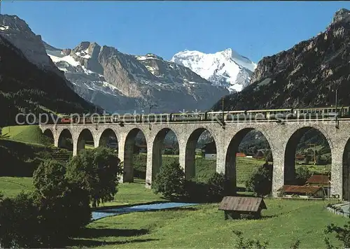 Loetschbergbahn BLS-Viadukt Frutigen Kander Fisistoecke Balmhorn-Altels / Loetschenpass /Rg. Gastere