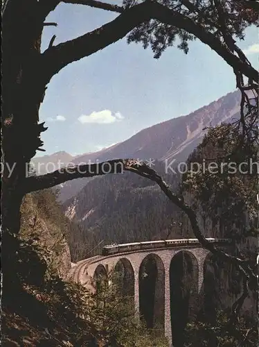Rhaetische Bahn Landwasser Viadukt Filisur Strecke Chur Engadin Kat. Eisenbahn