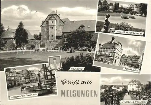 Melsungen Fulda Schlosspark Rathaus Pennigbruecke Schloss Markbrunnen  / Melsungen /Schwalm-Eder-Kreis LKR