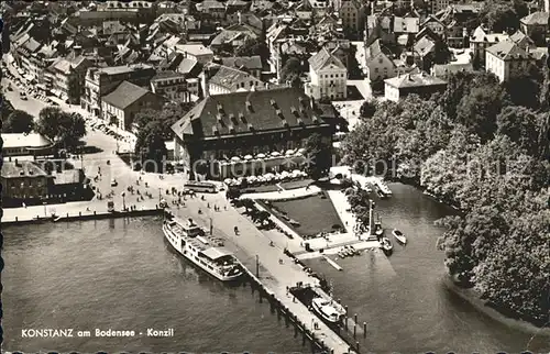 Konstanz Bodensee Fliegeraufnahme Hafen mit Konziliusgebaeude Kat. Konstanz