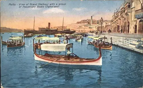 Malta Vie of Grand Harbour with a group of Passenger Boats Kat. Malta