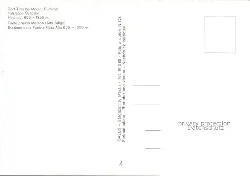 Dorf Tirol Talstation Seilbahn mit Hochmut und Ifinger Kat. Tirolo