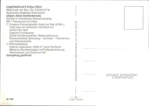 Faak am See Finkenstein Campingplatz Poglitsch Kat. Finkenstein am Faaker See