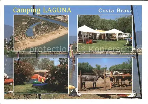 Castello d Empuries Camping Laguna Windsurfen Reiten Pferde Fliegeraufnahme Kat. Spanien
