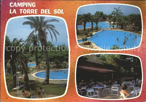 Tarragona Camping La Torre del Sol Miami Playa Swimming Pool Palmen Kat. Costa Dorada Spanien