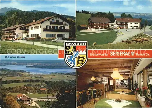 Seiseralm Chiemgau Blick auf den Chiemsee Kuehe Wappen Kat. Chiemsee