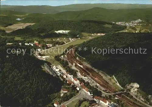 Tuerkismuehle Bahnhof Eisenbahn Fliegeraufnahme Kat. Nohfelden