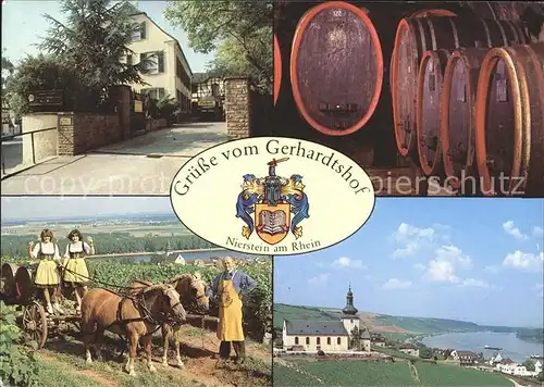 Nierstein Rhein Gerhartshof Wein Sektkellerei Fass Weinlese Pferdefuhrwerk / Nierstein /Mainz-Bingen LKR