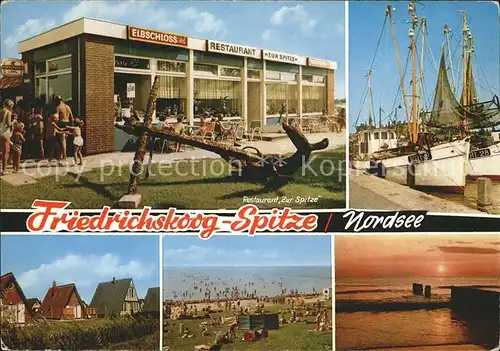 Spitze Friedrichskoog Restaurant Hafen Fischkutter Strand Abendstimmung Kat. Friedrichskoog