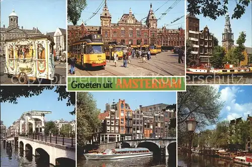 Amsterdam Niederlande Spielwagen Bahnhof Zugbruecke Grachten Fahrgastschiffe Kat. Amsterdam