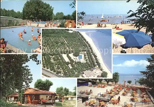 Grado Camping International Tenuata Primero Schwimmbad Strandpartie Fliegeraufnahme Adria Bungalows Terrasse Kat. Italien