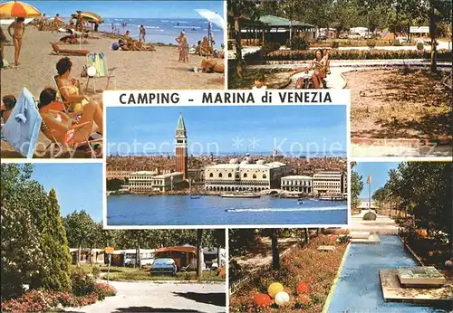 Punta Sabbioni Camping Marina di Venezia Strandpartie Stadtblick Swimmingpool Park Kat. Venezia Venedig
