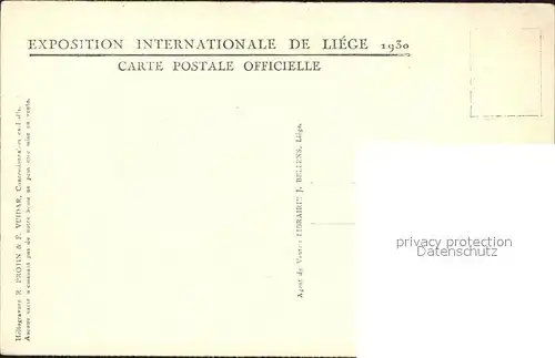 Exposition Liege 1930 Section Francaise  Kat. Luettich