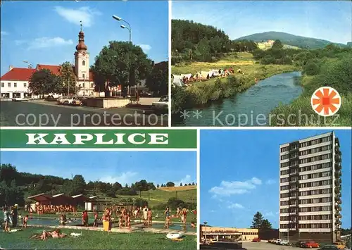 Kaplice Okres Cesky Krumlov Kirche Panorama Schwimmbad Hotel Kat. Tschechische Republik