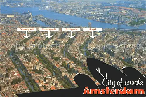 Amsterdam Niederlande mit Prinsengracht Keizersgracht Herengracht Singel Fliegeraufnahme Kat. Amsterdam