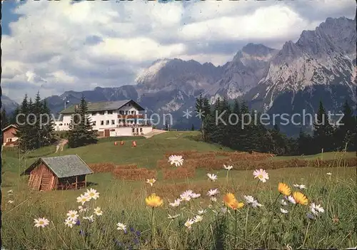 St Anton Kranzberg Panorama gegen Karwendelgebirge Bergwiese Kat. Garmisch Partenkirchen