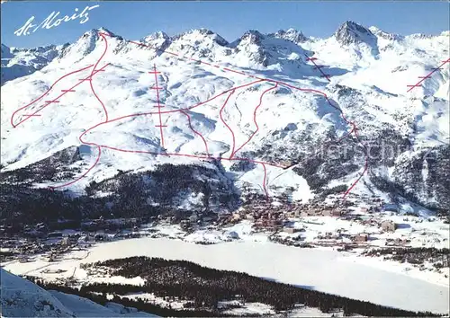 Sankt Moritz Wallis Skigebiet mit Corviglia uns Piz Nair Kat. Saint Maurice VS