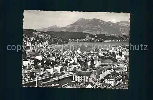 Luzern LU Panorama Vierwaldstaettersee mit Rigi Kat. Luzern