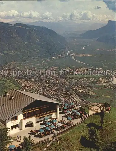 Dorf Tirol Gasthaus Hochmut Alpenpanorama Fliegeraufnahme Kat. Tirolo