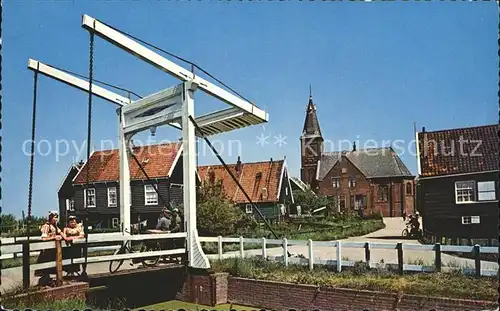 Marken Niederlande Zugbruecke Dorfpartie Kirche Kat. Niederlande