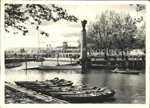 Konstanz Bodensee Gondelhafen mit Zeppelindenkmal Kat. Konstanz