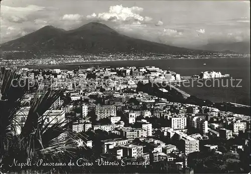 Naples Neapel Panorama da Corso Vittorio Emanuele Vulkan Vesuv Kat. Napoli