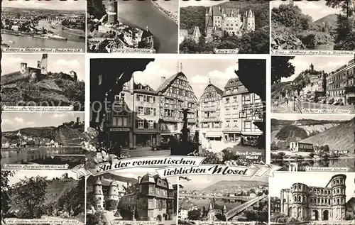 Mosel Region Dt Eck Burg Bischofsteom Birg Eoetu Burg Treis Cochem Bernkastel Kues Markt Moselstr Klosterruine Stuben Zell Kurfuerstl Schloss Traben Trarbach Moselbruecke Burgruine Metternich Burg Arras Kat. Koblenz